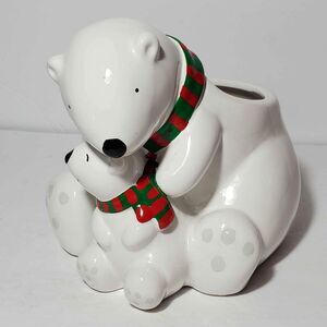 Polar Bear and Baby Planter Figurine